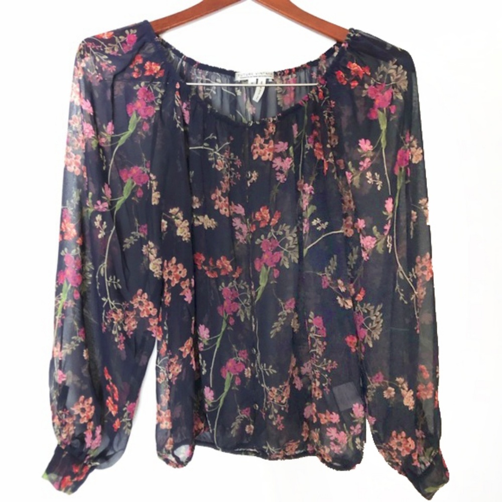 Future Vintage Floral Sheer Blouse Women’s size S